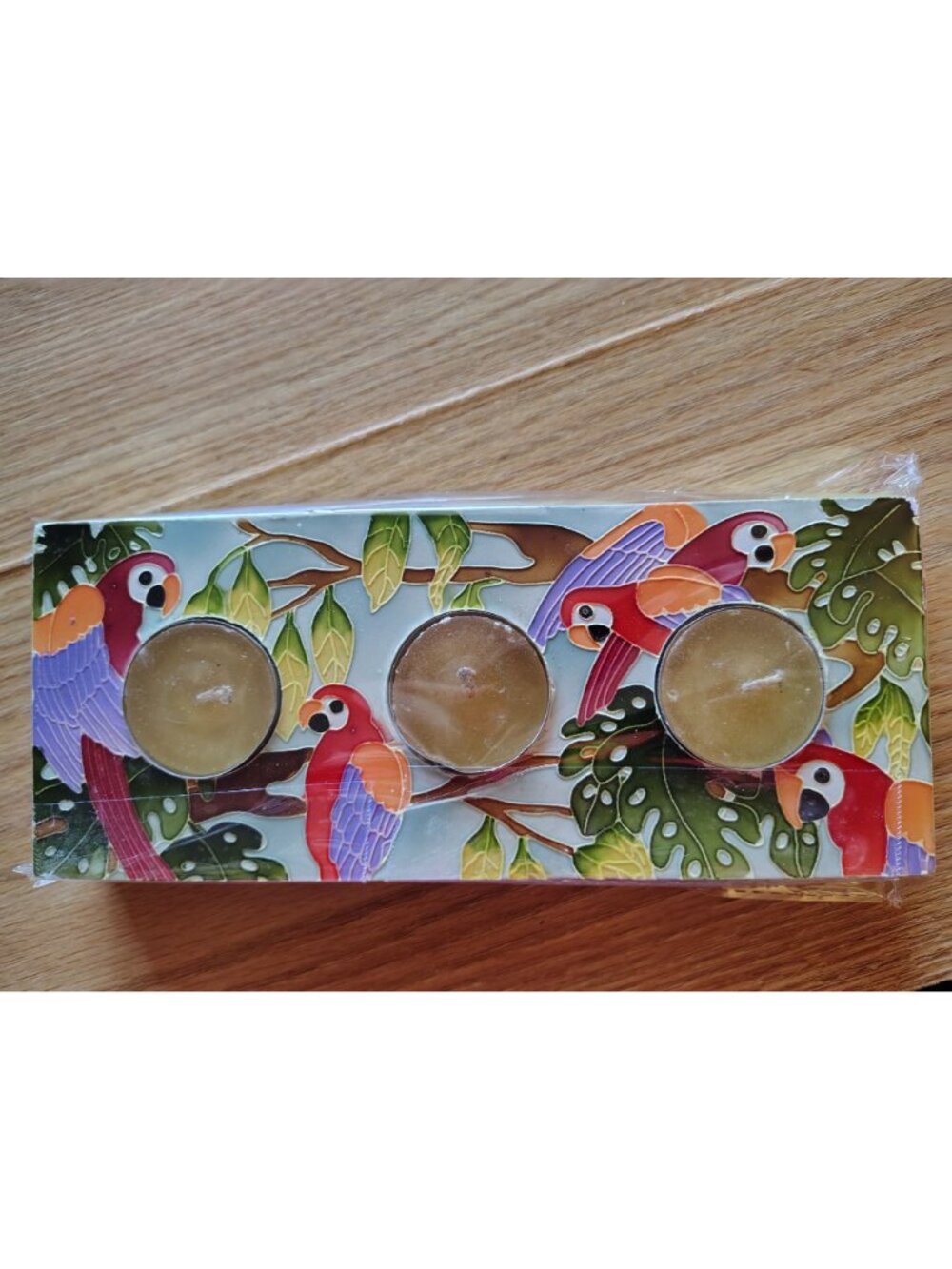 Parrot Design Tea Light Candle Holder With Bright Tropical Colors - Picture 6 of 7